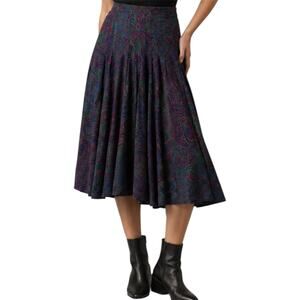 Vintage 90s Tica Floral Paisley Knee Length Skirt Pleated Flowy Multicolor 8